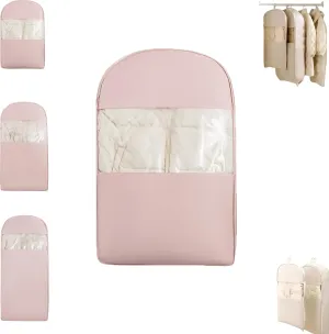 2025 Space Saving Hanging Garment Bag with Self Compression Zipper, Hanging Garment Bag with Self Compression Zipper, Dust Cover Clothes Bags for down Coat (Pink, S)