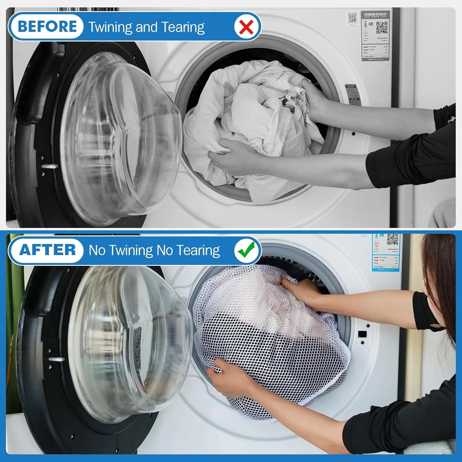 4Pcs Mesh Laundry Bags Washing Machine Mesh Wash Bags for Clothes,Underwear,Lingerie, Bed Linen with Drawstring Closure Sturdy(4 Szie)