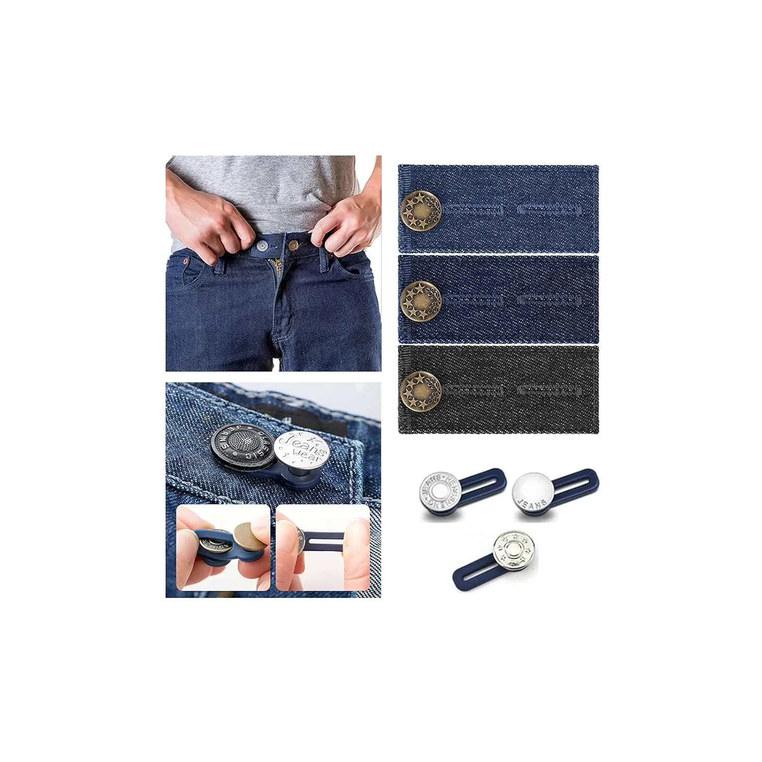 6 Pack Waist Extenders, Premium Button Extender for Pants, Pants Extender for Maternity, Adjustable Buttons Extender for Men and Women, Waistband Extenders Jean,Pants Button Extender(style1)