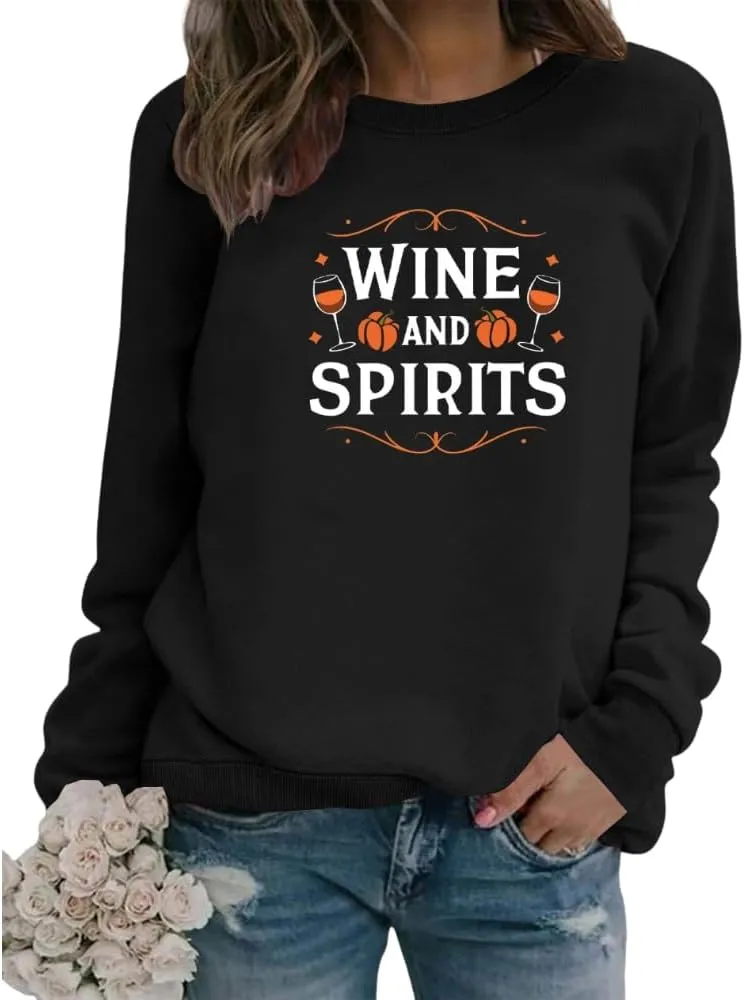 Akivide 2024 Novelty Halloween Graphic Printed Sweatshirt for Women,Oversized Casual Loose Long Sleeve Crewneck Pullover Tops