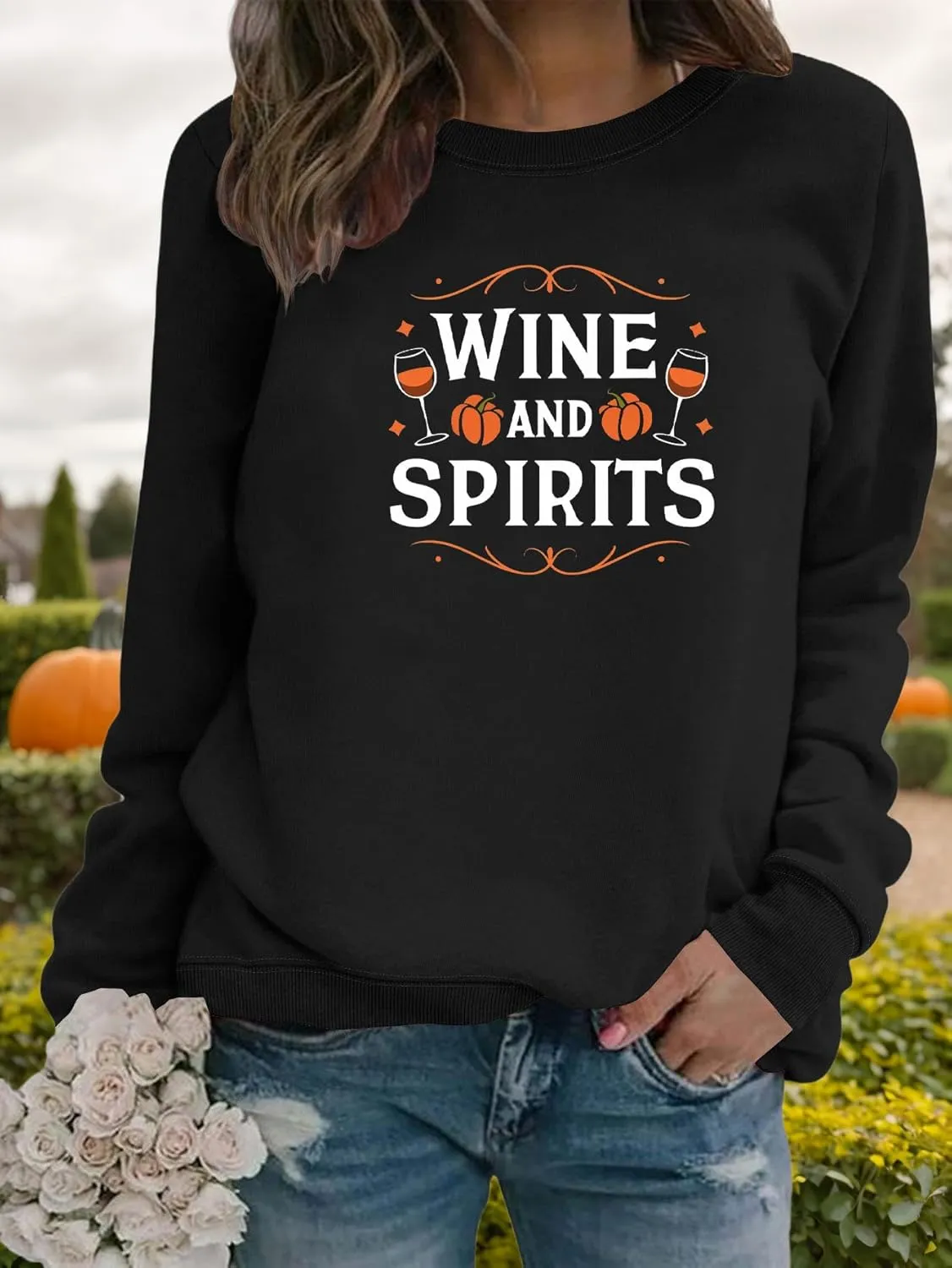 Akivide 2024 Novelty Halloween Graphic Printed Sweatshirt for Women,Oversized Casual Loose Long Sleeve Crewneck Pullover Tops