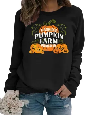 Akivide 2024 Novelty Halloween Graphic Printed Sweatshirt for Women,Oversized Casual Loose Long Sleeve Crewneck Pullover Tops
