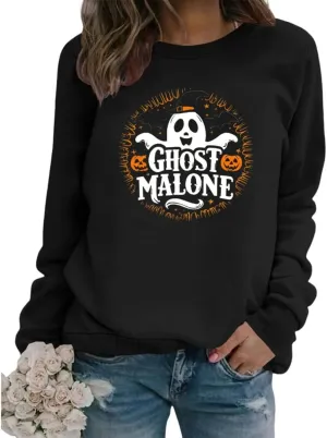 Akivide 2024 Novelty Halloween Graphic Printed Sweatshirt for Women,Oversized Casual Loose Long Sleeve Crewneck Pullover Tops