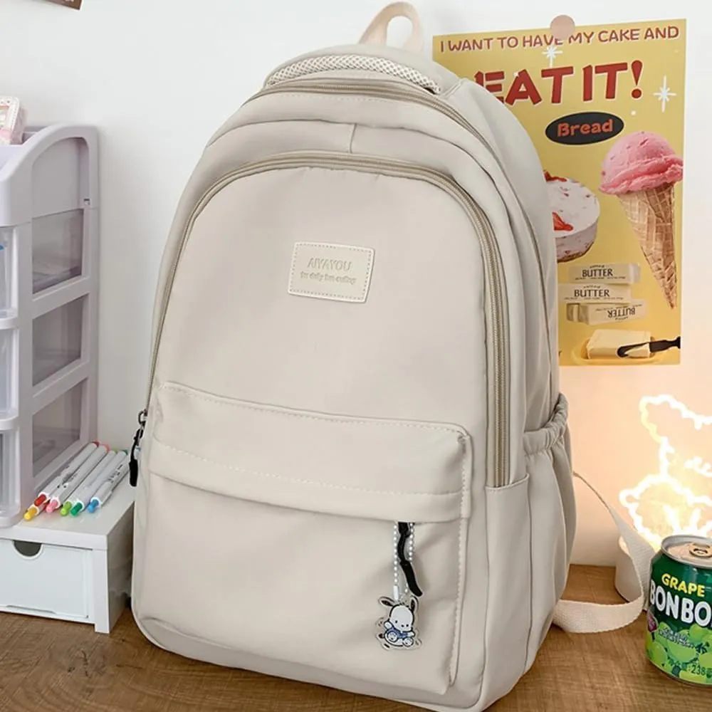 ALTALIVA Nylon Kawaii Water-Resistant Lightweight Backpack for Women Cute Laptop Daypack Traveling Daily Bag (White)