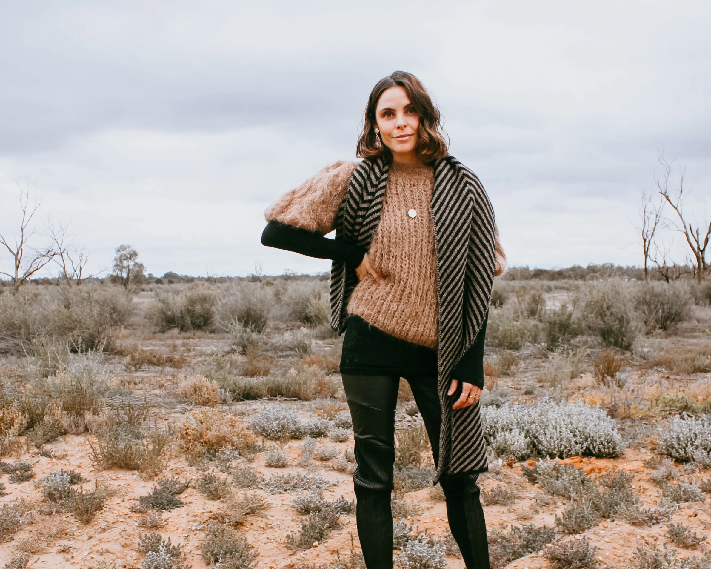 Amano hand knit alpaca cable sleeve sweater