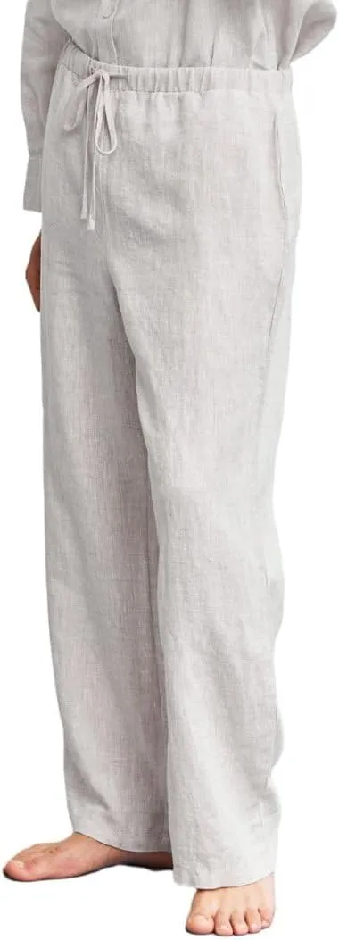 Amazhiyu Men's 100% Linen Summer Casual Elastic Drawstring Loose Pants Pockets