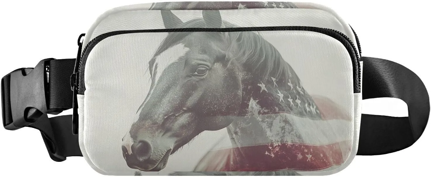 American Horse Fanny Pack Water Resistant Waist Pack Sling Bag Purse for Women Men Travel Hiking