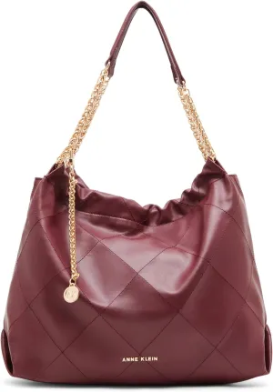 Anne Klein soft stitched quilted hobo with chain strap
