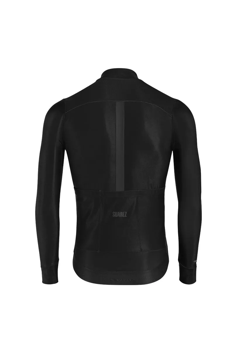 Ascender Thermal Mens Long Sleeve Cycling Jersey in Black by Suarez