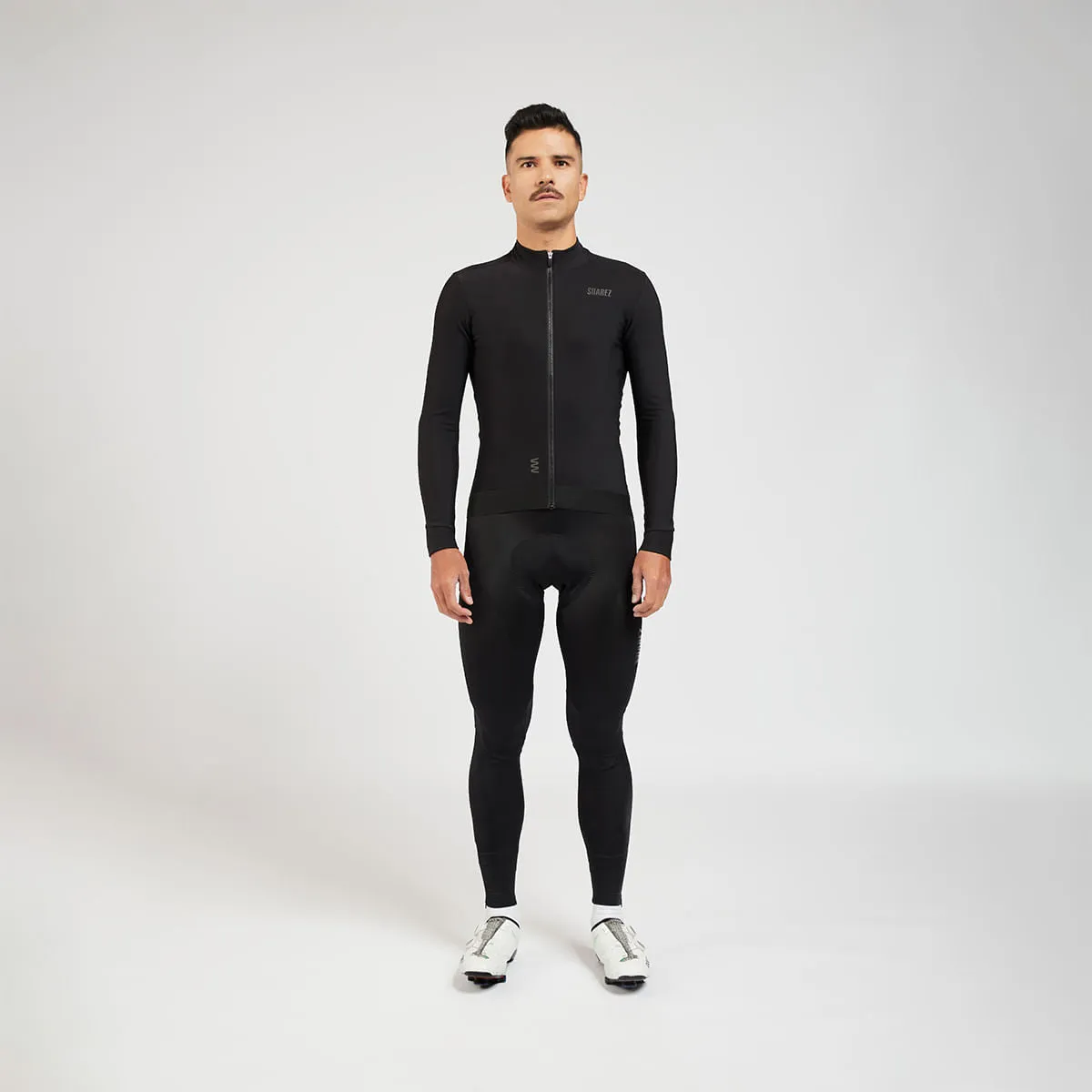 Ascender Thermal Mens Long Sleeve Cycling Jersey in Black by Suarez