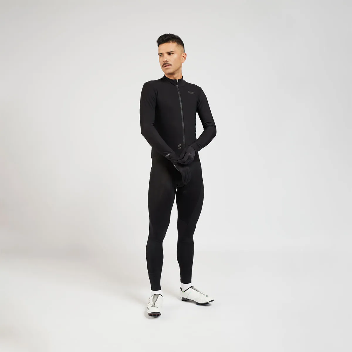 Ascender Thermal Mens Long Sleeve Cycling Jersey in Black by Suarez