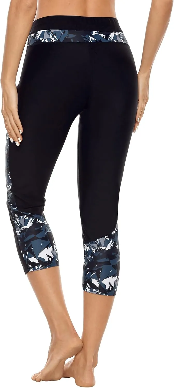 ATTRACO Swim Pants for Women High Waisted Swim Capris Swim Shorts Swimming Leggings