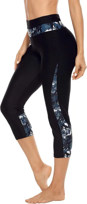 ATTRACO Swim Pants for Women High Waisted Swim Capris Swim Shorts Swimming Leggings