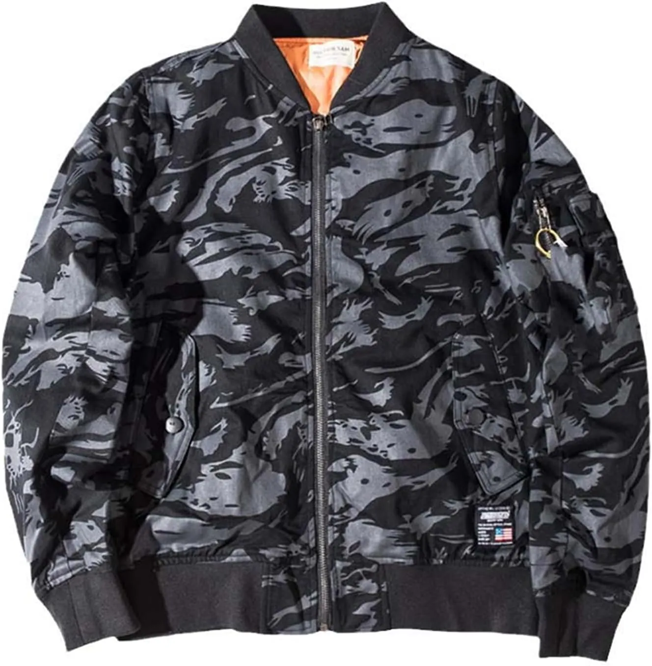 Autumn Winter Vintage Stand Up Collar Men Jacket Cotton Padded Camo1 Male Coat Baseball Camo