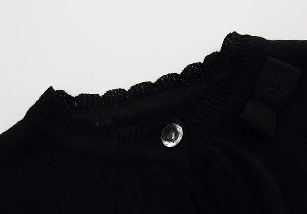 Baby Girls Cardigan Sweater Bolero Shrugs Toddler Kids Knitted Long Sleeve Button Closure Cropped Dress Up Jacket Tops