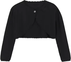 Baby Girls Cardigan Sweater Bolero Shrugs Toddler Kids Knitted Long Sleeve Button Closure Cropped Dress Up Jacket Tops
