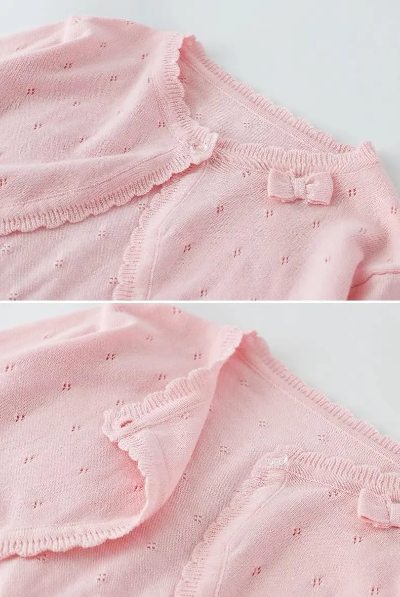 Baby Girls Cardigan Sweater Bolero Shrugs Toddler Kids Knitted Long Sleeve Button Closure Cropped Dress Up Jacket Tops