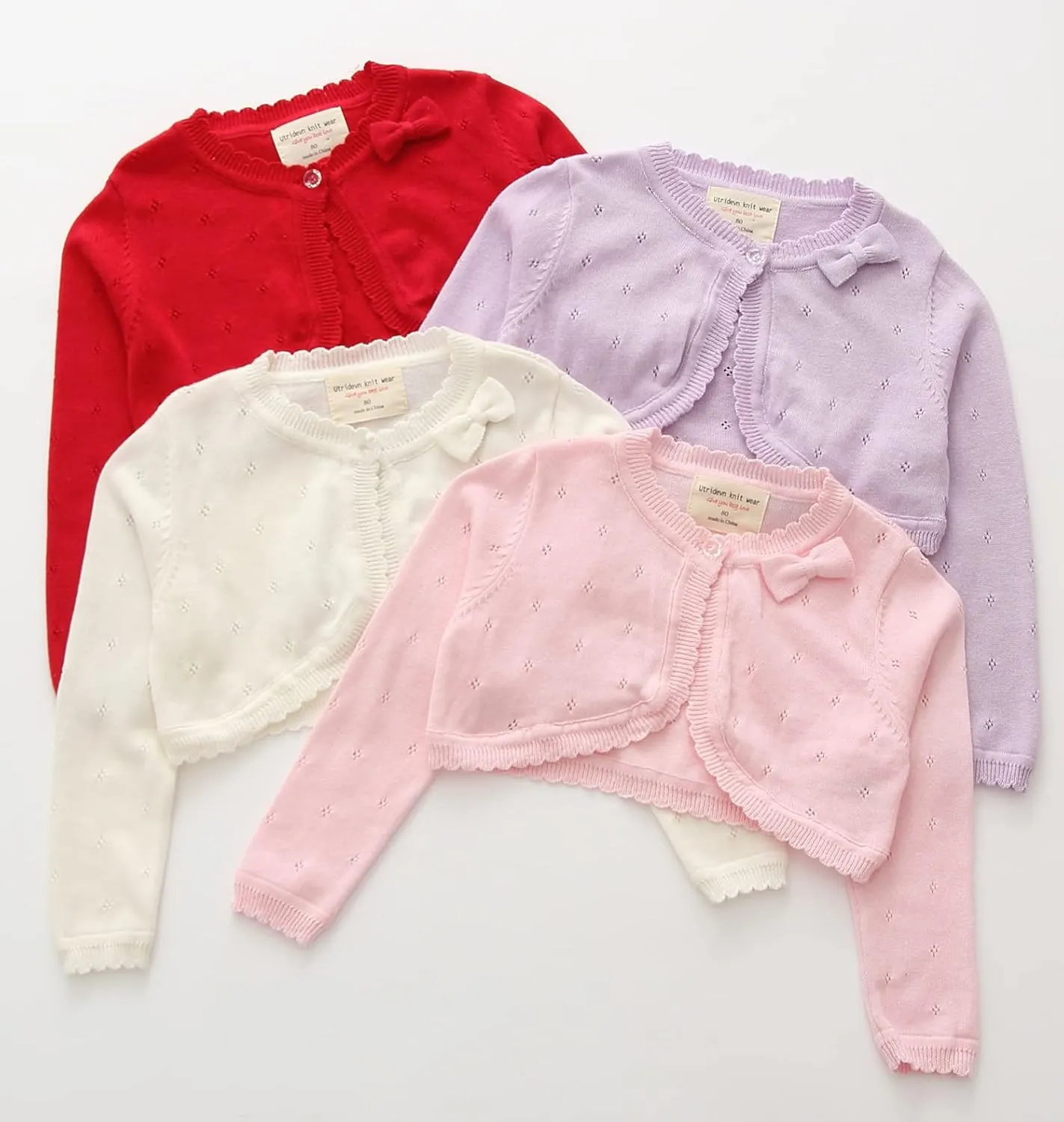 Baby Girls Cardigan Sweater Bolero Shrugs Toddler Kids Knitted Long Sleeve Button Closure Cropped Dress Up Jacket Tops