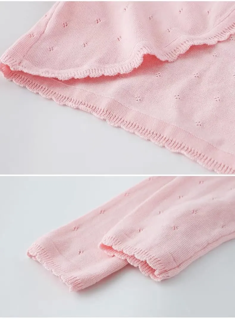 Baby Girls Cardigan Sweater Bolero Shrugs Toddler Kids Knitted Long Sleeve Button Closure Cropped Dress Up Jacket Tops