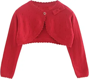 Baby Girls Cardigan Sweater Bolero Shrugs Toddler Kids Knitted Long Sleeve Button Closure Cropped Dress Up Jacket Tops