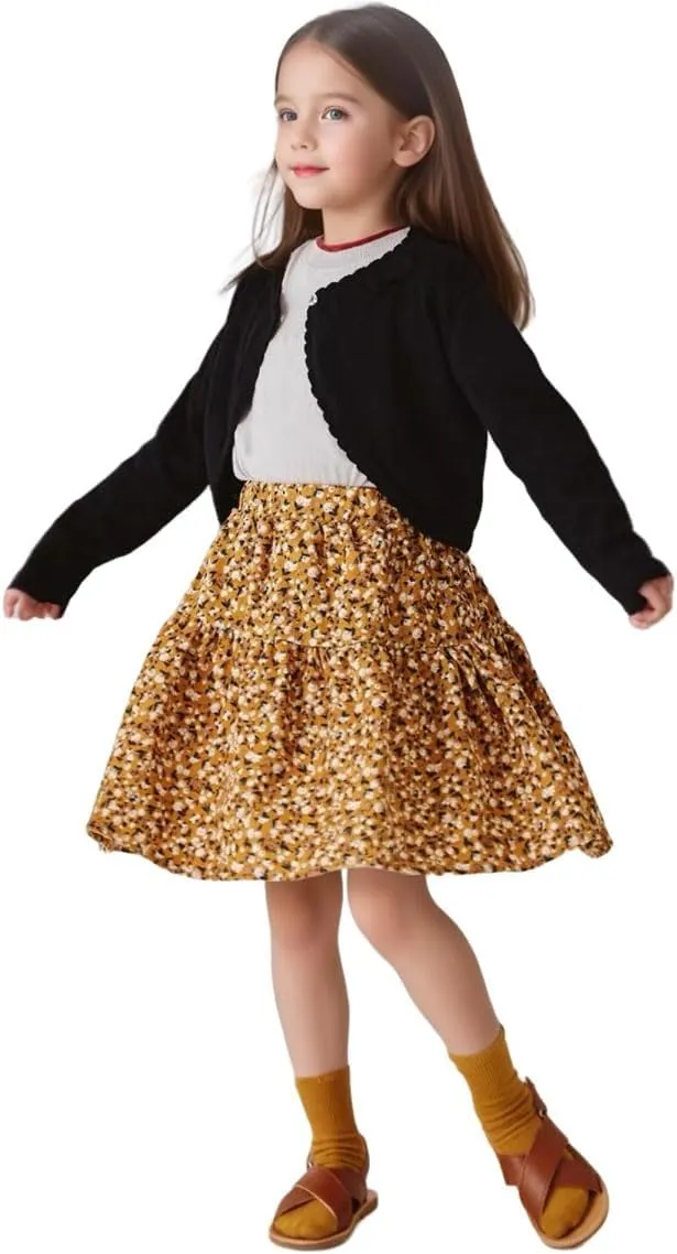 Baby Girls Cardigan Sweater Bolero Shrugs Toddler Kids Knitted Long Sleeve Button Closure Cropped Dress Up Jacket Tops