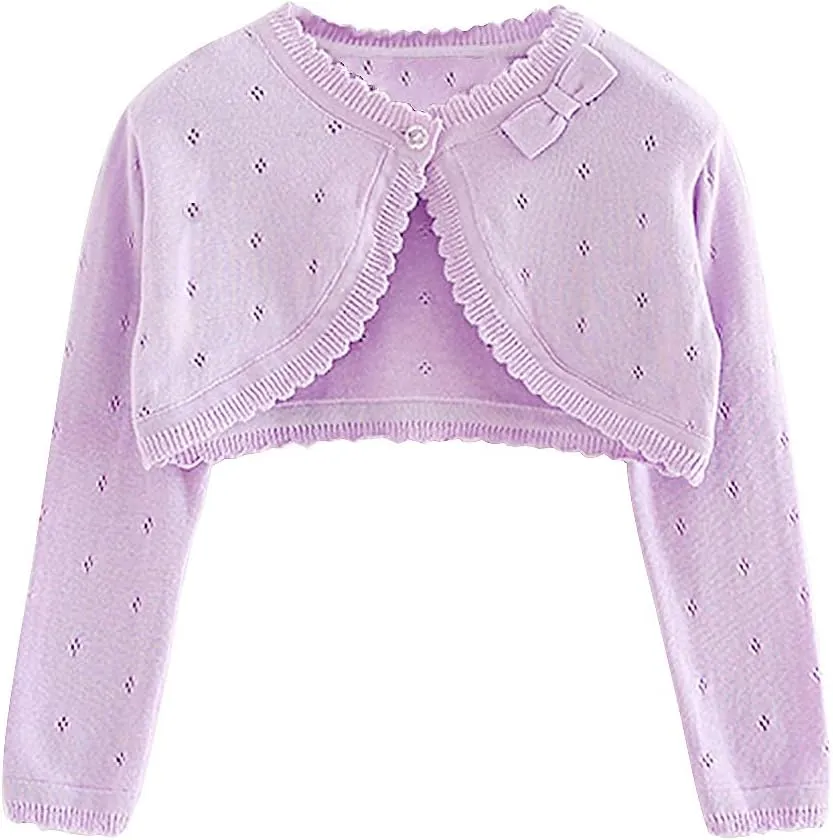 Baby Girls Cardigan Sweater Bolero Shrugs Toddler Kids Knitted Long Sleeve Button Closure Cropped Dress Up Jacket Tops