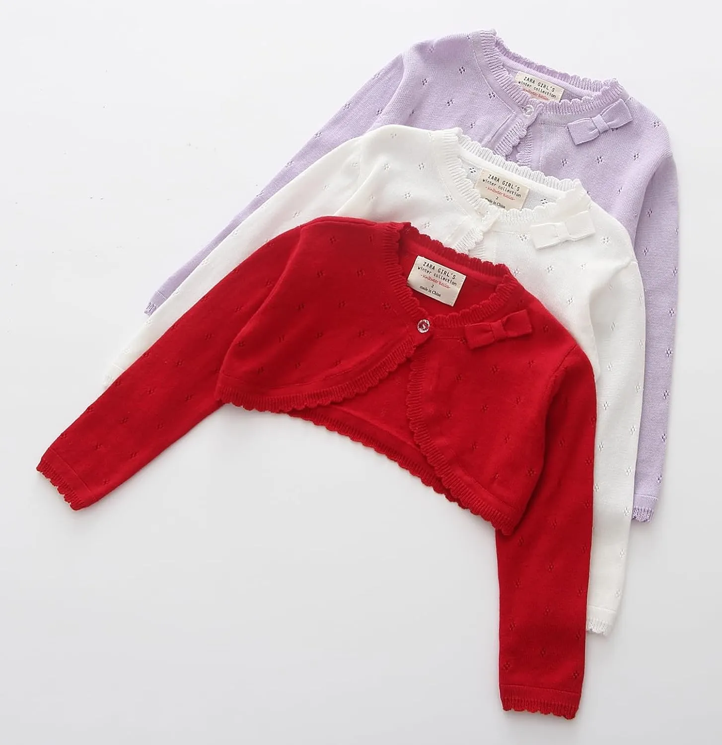 Baby Girls Cardigan Sweater Bolero Shrugs Toddler Kids Knitted Long Sleeve Button Closure Cropped Dress Up Jacket Tops