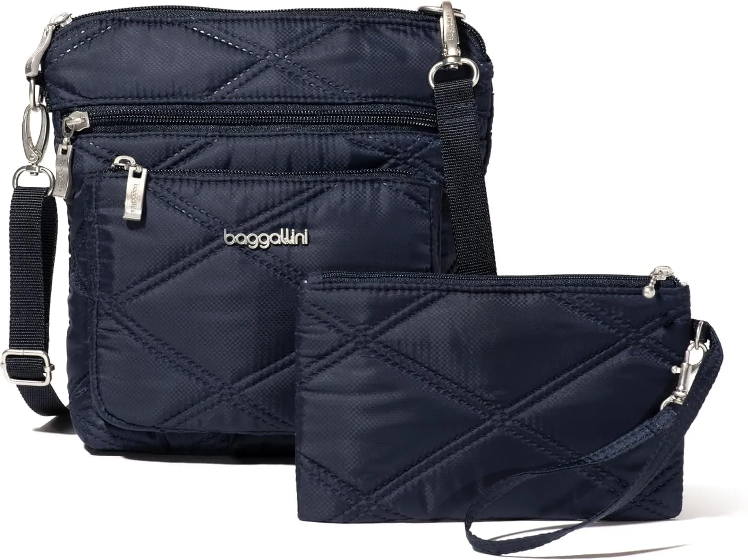 Baggallini Pocket Crossbody Bags for Women 8x8 Small Lightweight Durable Nylon Water-resistant Travel Purse W/Rfid Wristlet