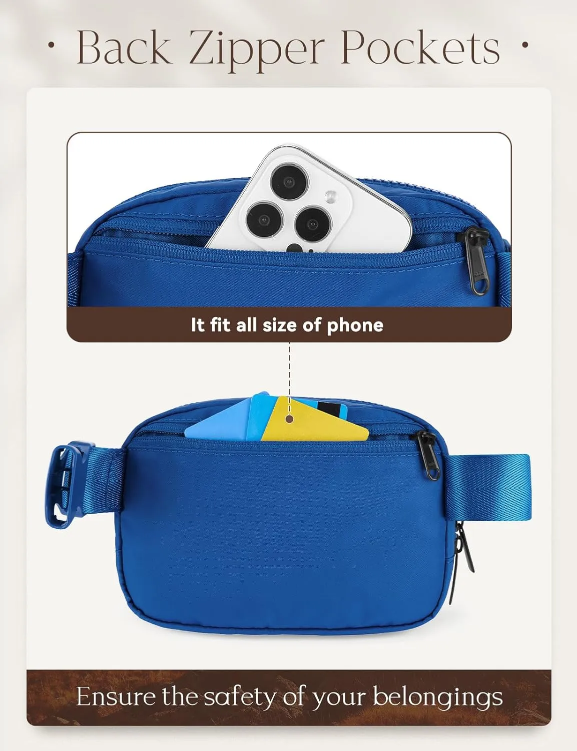 BALEAF Fanny Pack for Women Belt Bag Water Resistant Fashion Crossbody Waist Packs Adjustable Strap Blue 1L