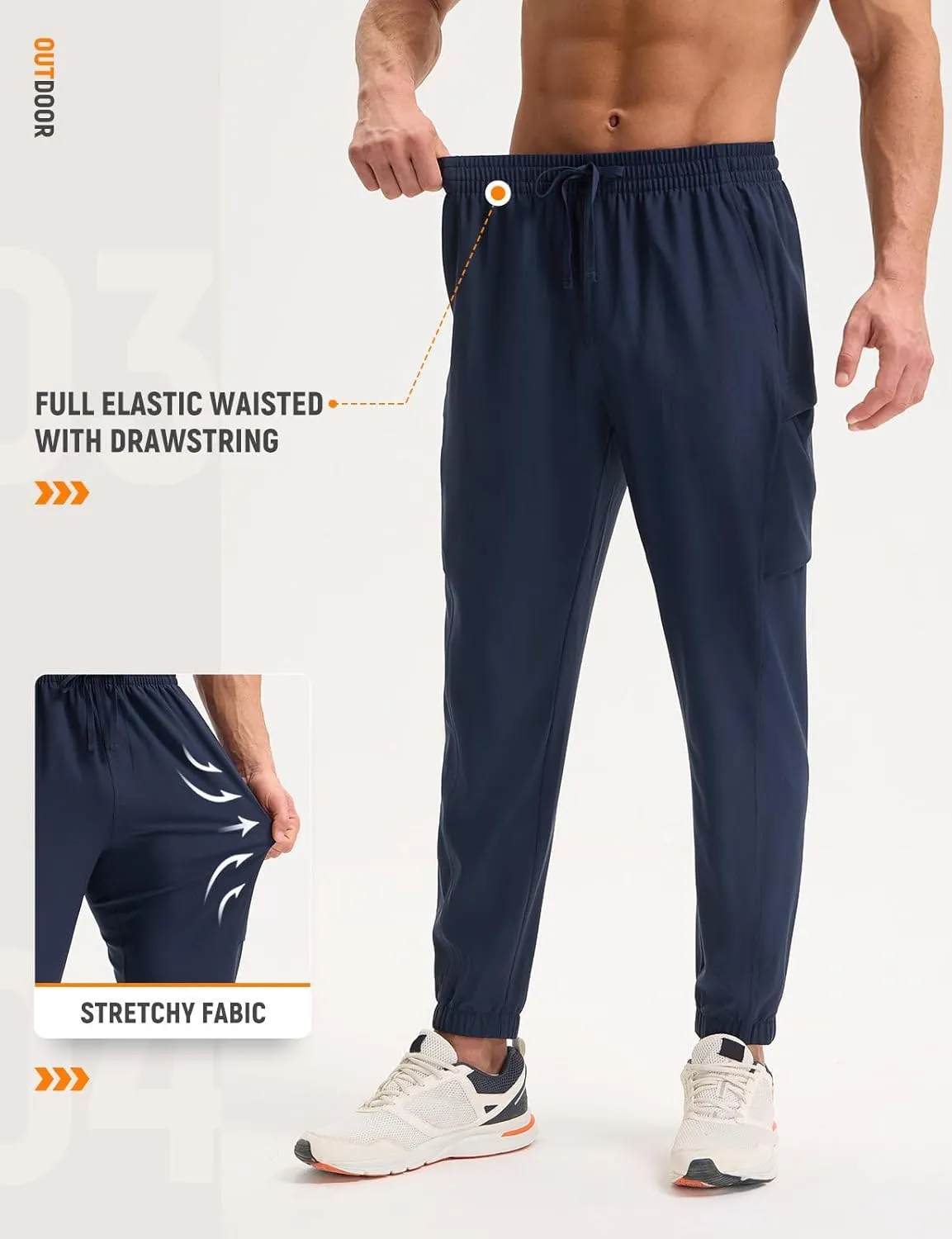 baleaf Mens Hiking Pants Lightweight Quick Dry Joggers with Pockets Cargo Pants Water Resistant Breathable Jogger