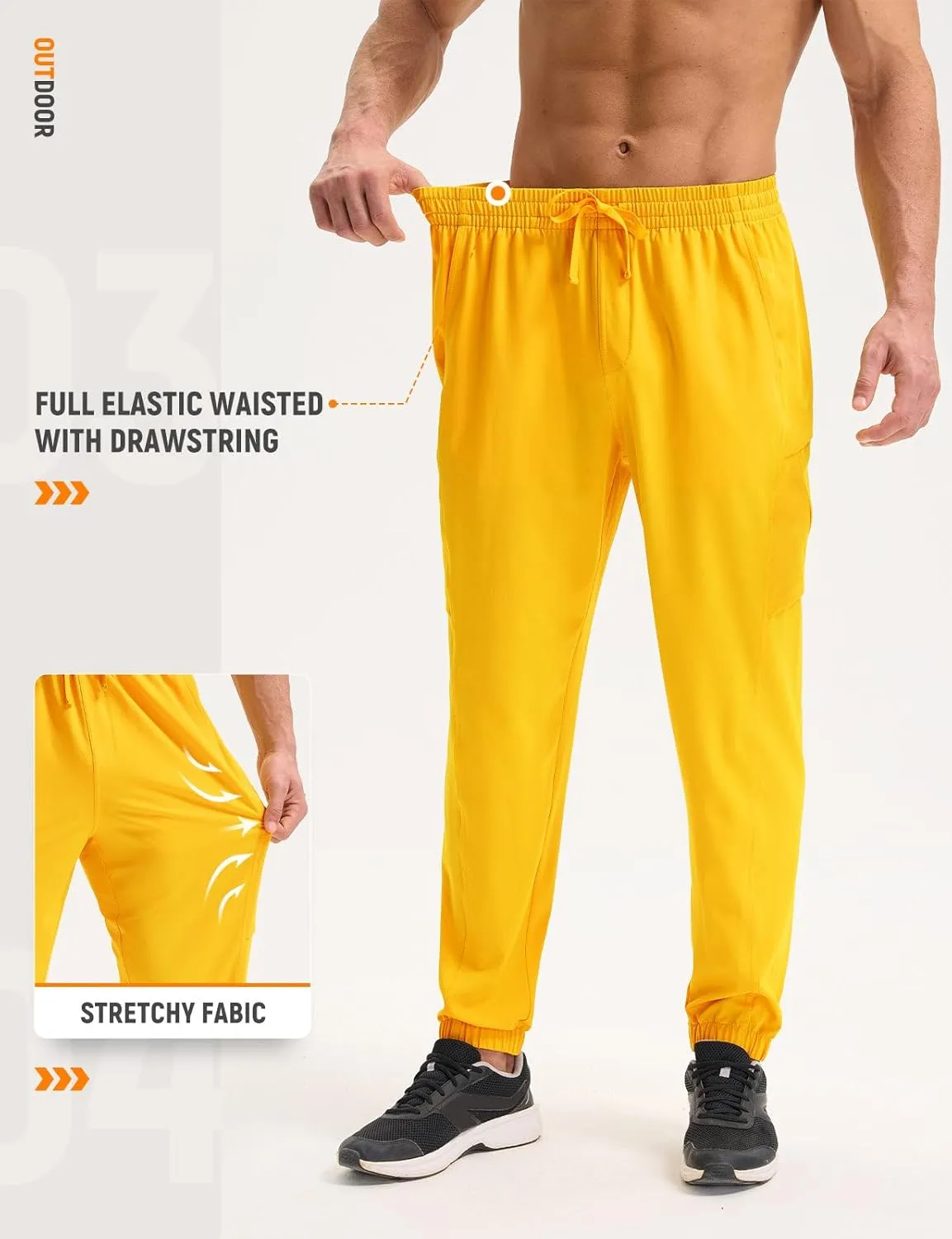 baleaf Mens Hiking Pants Lightweight Quick Dry Joggers with Pockets Cargo Pants Water Resistant Breathable Jogger