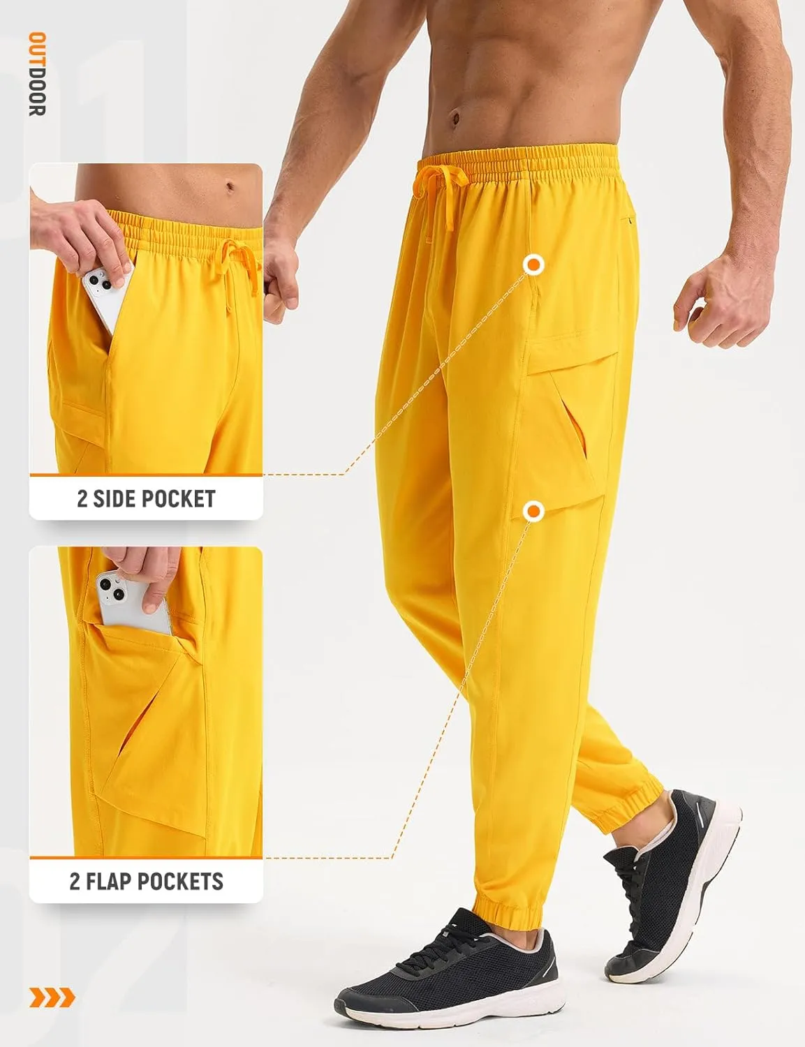 baleaf Mens Hiking Pants Lightweight Quick Dry Joggers with Pockets Cargo Pants Water Resistant Breathable Jogger