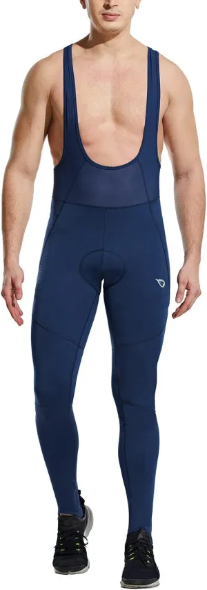 baleaf Men's Winter Cycling Bib Pants 4D Padded Thermal Water Resistant Bike Tights Cold Weather Warm Pockets