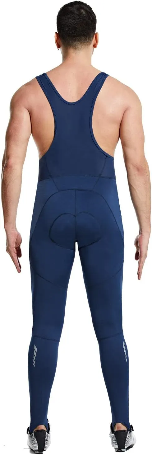baleaf Men's Winter Cycling Bib Pants 4D Padded Thermal Water Resistant Bike Tights Cold Weather Warm Pockets
