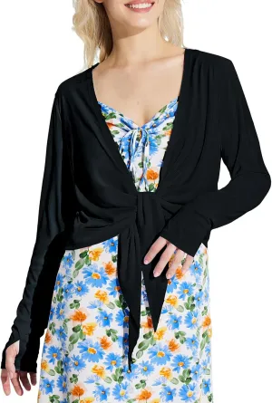 baleaf Women's 2025 UPF 50  Cropped Cover Up Cardigan Tie Front Lightweight Summer Sun Wrap SPF Shirts Beach Outdoor
