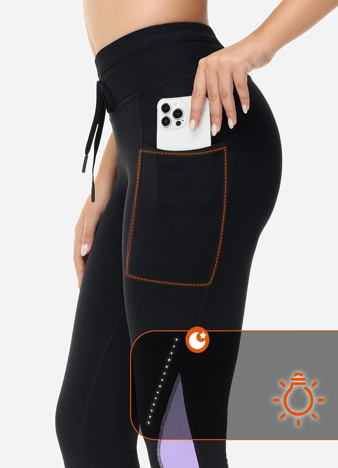 baleaf Women's Fleece Lined High Waisted Leggings Water Resistant Thermal Warm Winter Tights Ski Hiking Pants with Pockets
