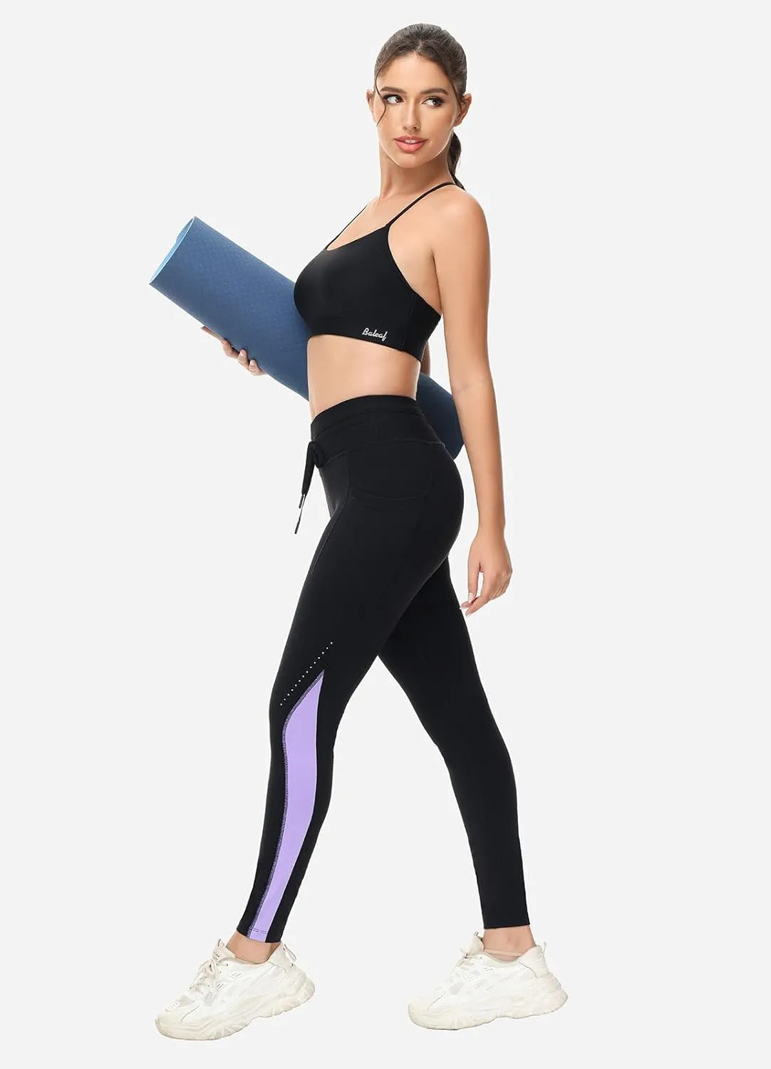 baleaf Women's Fleece Lined High Waisted Leggings Water Resistant Thermal Warm Winter Tights Ski Hiking Pants with Pockets