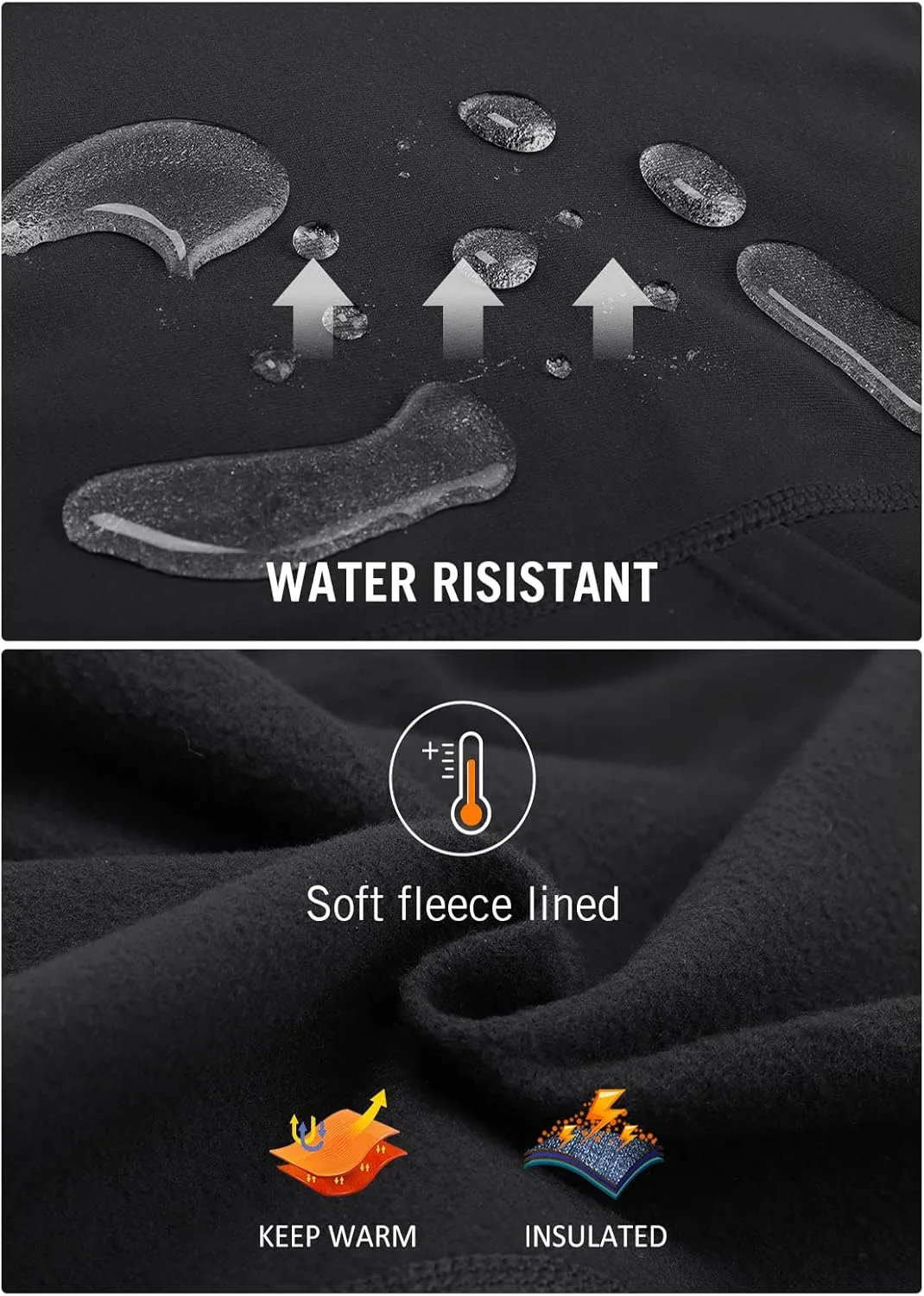 baleaf Women's Fleece Lined Leggings Water Resistant Winter Clothes Running Tights Cold Weather Hiking Pants Zip Pockets