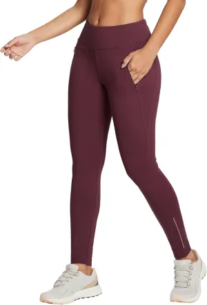 baleaf Women's Fleece Lined Leggings Water Resistant Winter Clothes Running Tights Cold Weather Hiking Pants Zip Pockets