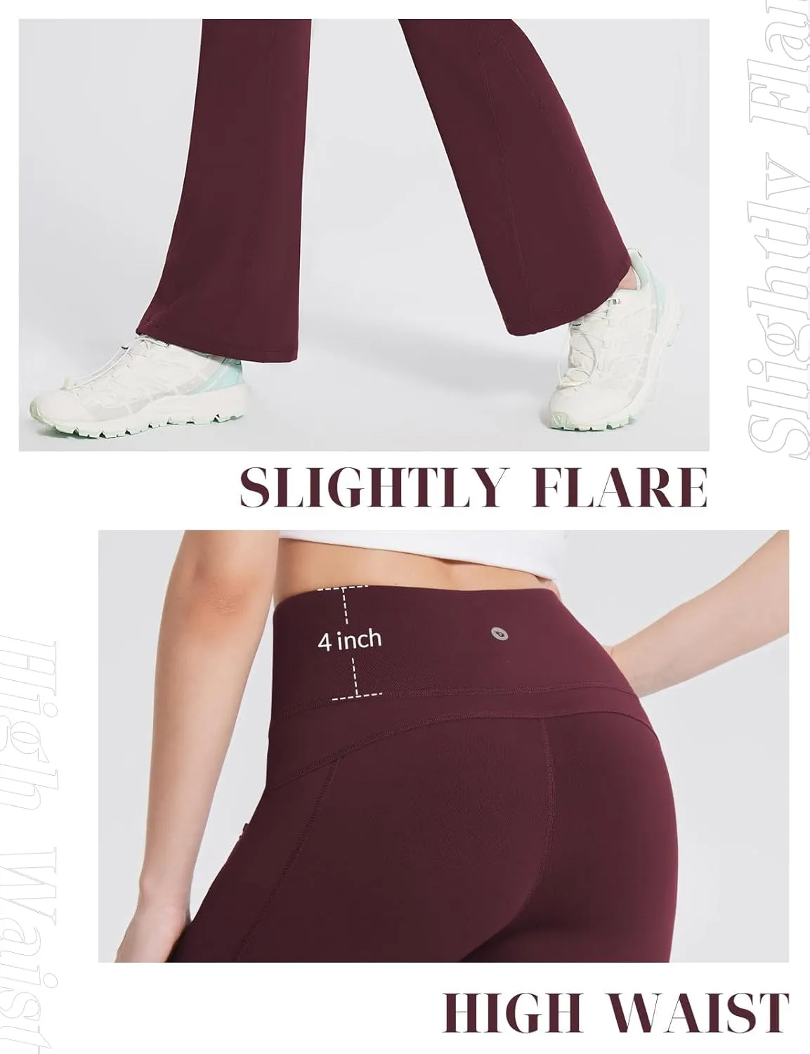 baleaf Women's Fleece Lined Leggings Water Resistant Winter Pants Thermal Warm Flare High Waist Bootcut for Outdoor Hiking