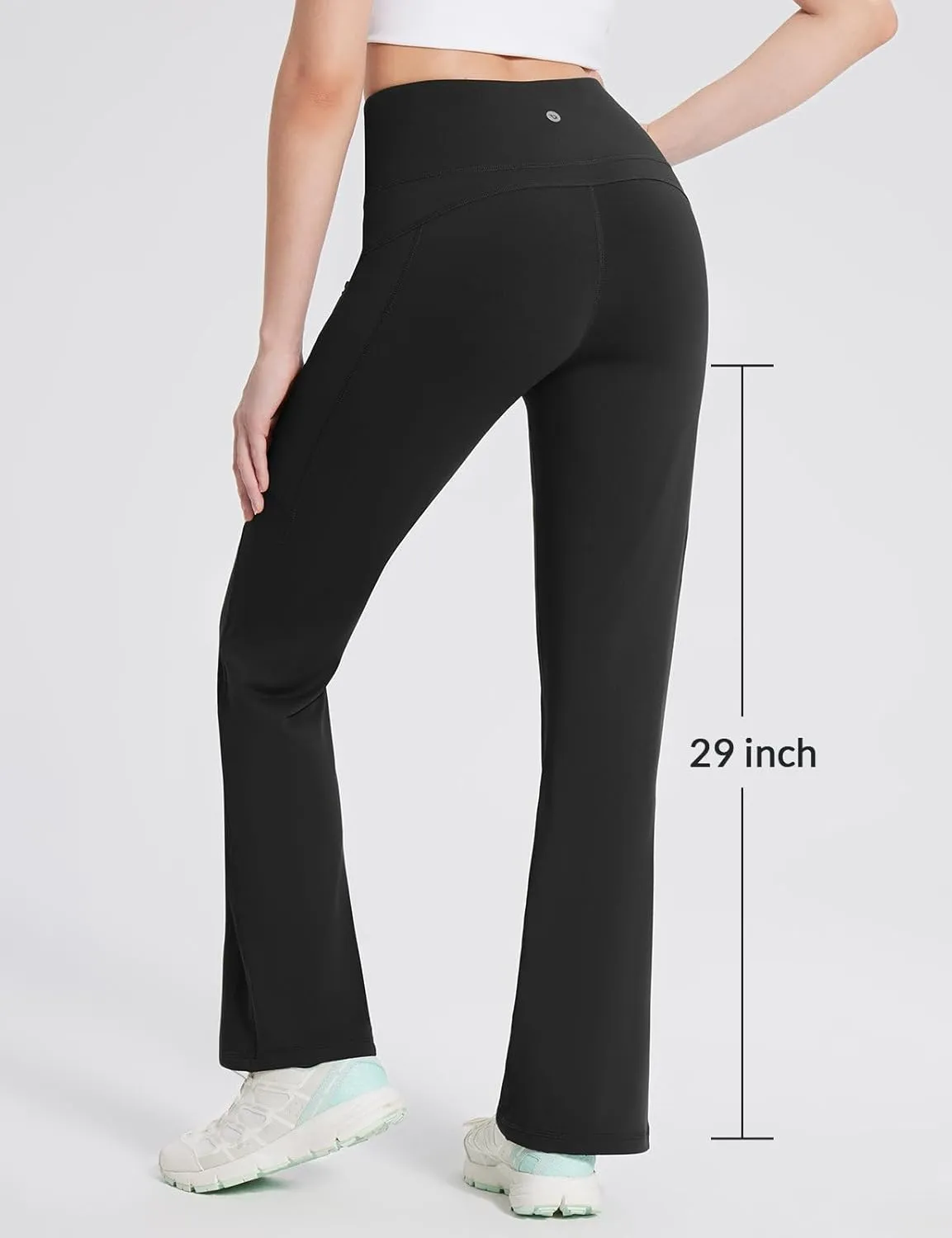 baleaf Women's Fleece Lined Leggings Water Resistant Winter Pants Thermal Warm Flare High Waist Bootcut for Outdoor Hiking