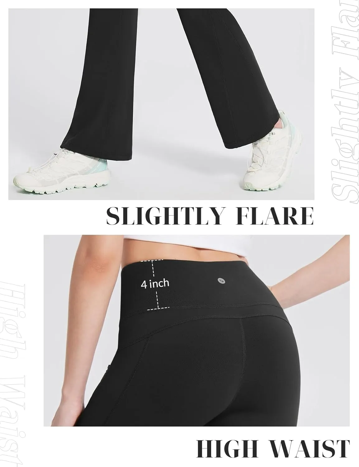 baleaf Women's Fleece Lined Leggings Water Resistant Winter Pants Thermal Warm Flare High Waist Bootcut for Outdoor Hiking