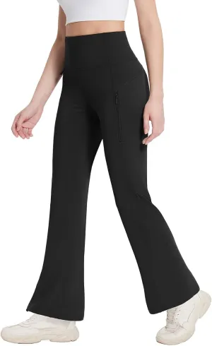 baleaf Women's Fleece Lined Leggings Water Resistant Winter Pants Thermal Warm Flare High Waist Bootcut for Outdoor Hiking