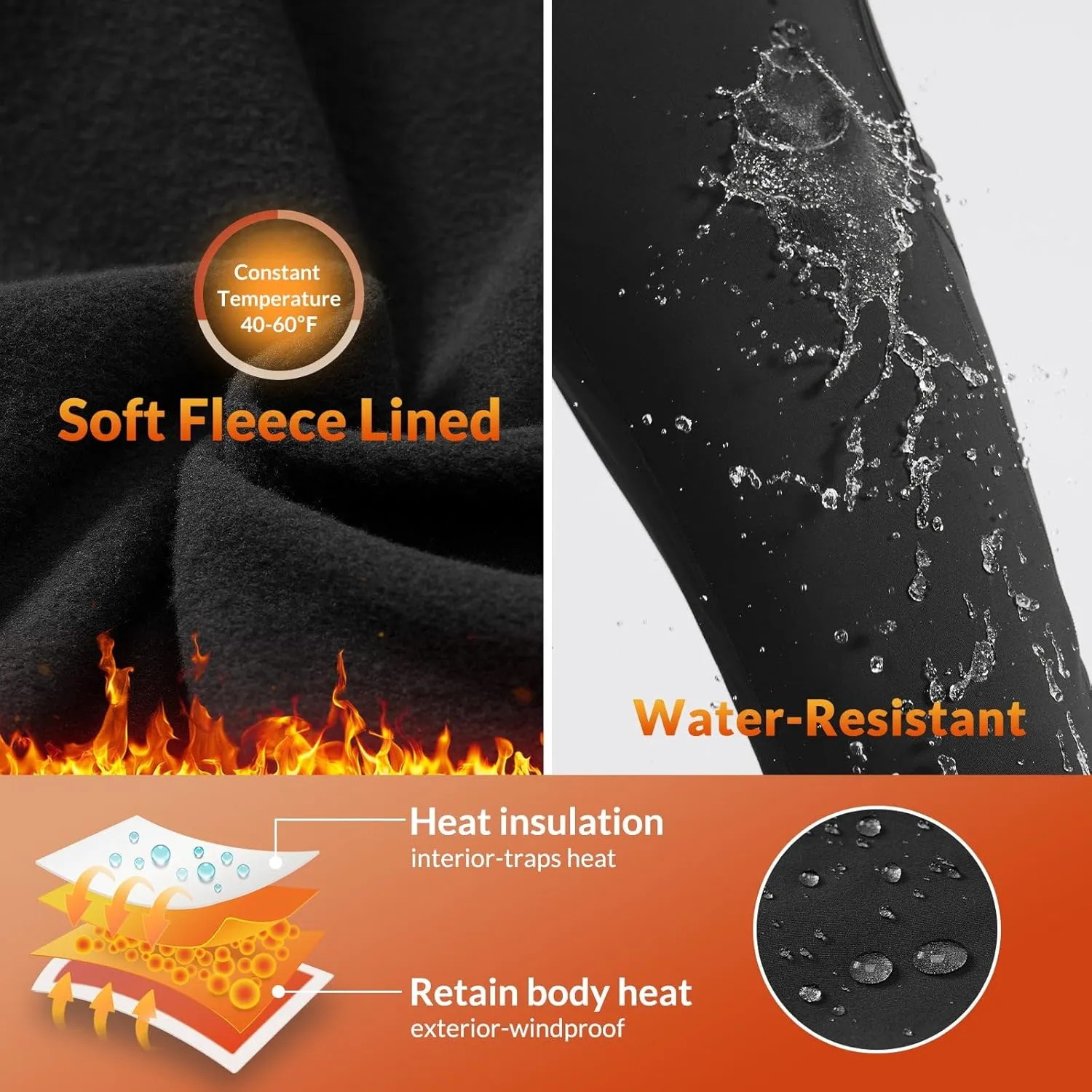baleaf Women's Fleece Lined Leggings Water Resistant Winter Pants Thermal Warm Flare High Waist Bootcut for Outdoor Hiking