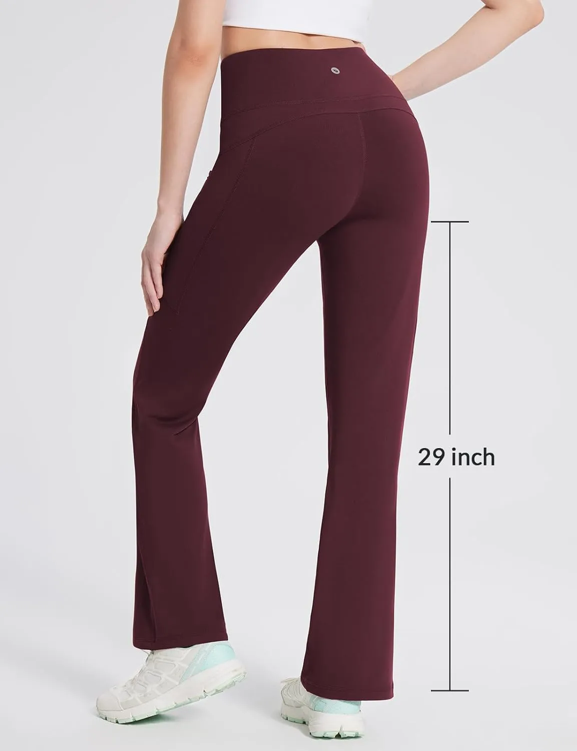 baleaf Women's Fleece Lined Leggings Water Resistant Winter Pants Thermal Warm Flare High Waist Bootcut for Outdoor Hiking