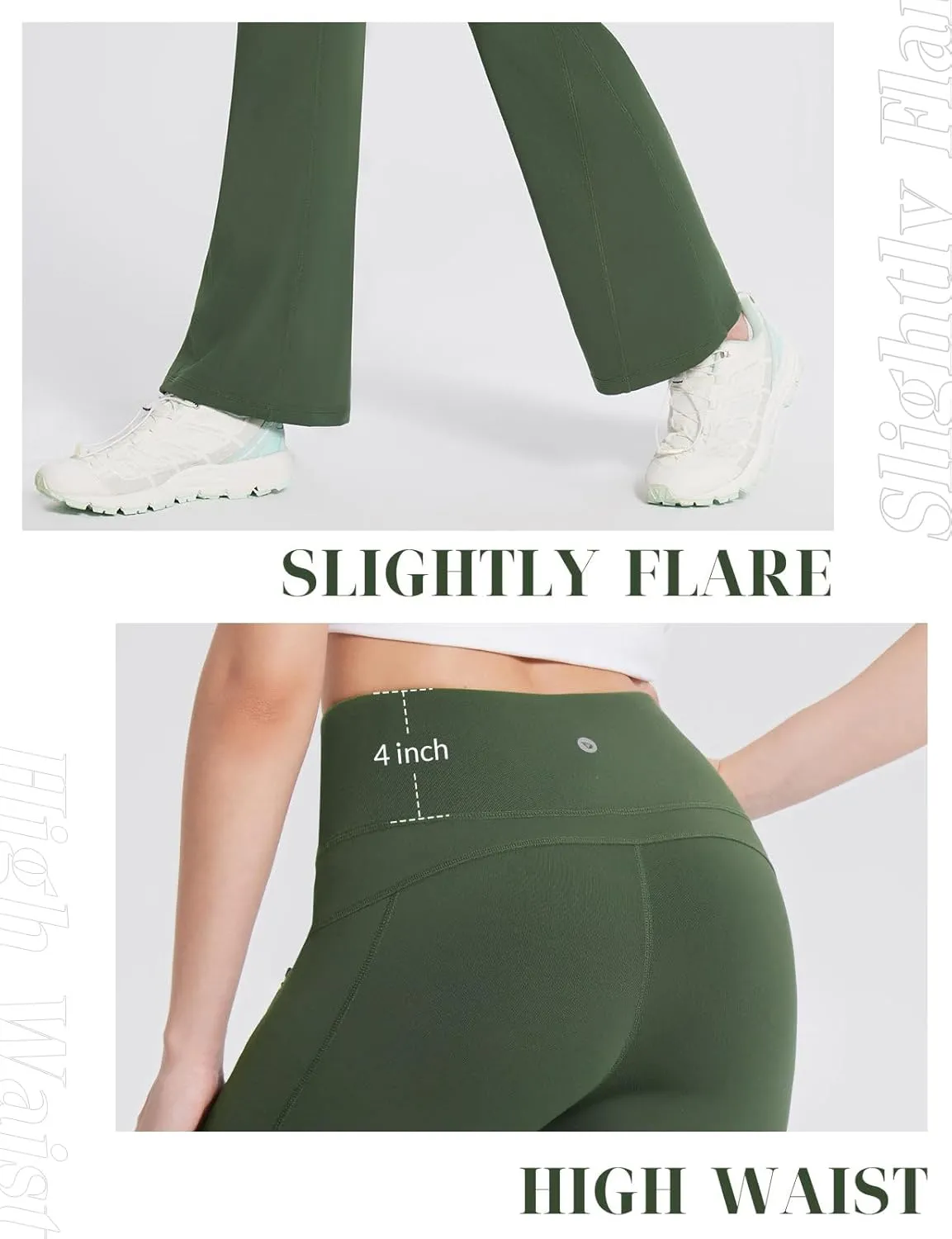 baleaf Women's Fleece Lined Leggings Water Resistant Winter Pants Thermal Warm Flare High Waist Bootcut for Outdoor Hiking