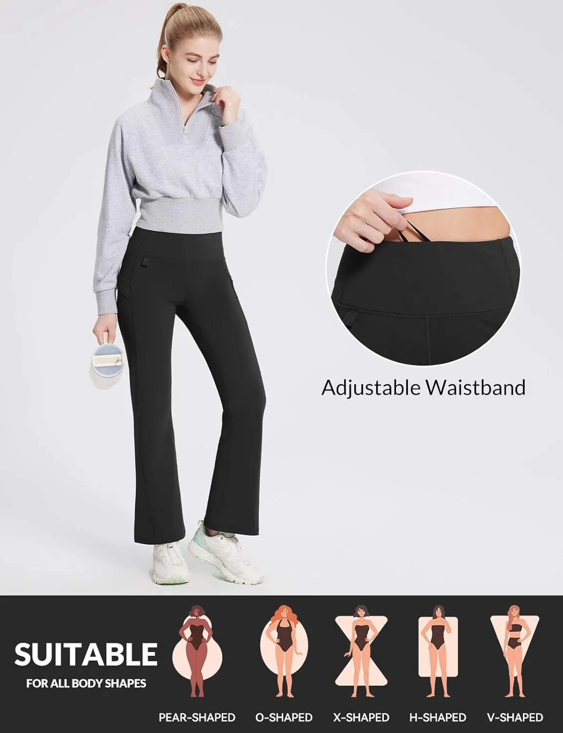 baleaf Women's Fleece Lined Leggings Water Resistant Winter Pants Thermal Warm Flare High Waist Bootcut for Outdoor Hiking