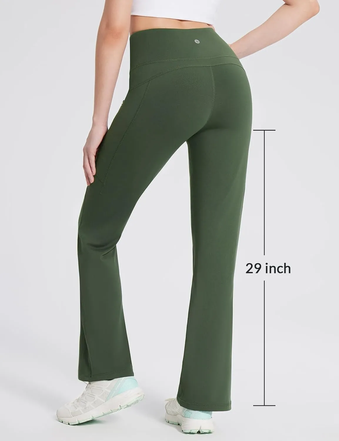 baleaf Women's Fleece Lined Leggings Water Resistant Winter Pants Thermal Warm Flare High Waist Bootcut for Outdoor Hiking