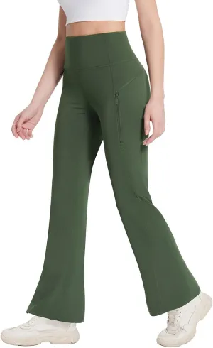 baleaf Women's Fleece Lined Leggings Water Resistant Winter Pants Thermal Warm Flare High Waist Bootcut for Outdoor Hiking
