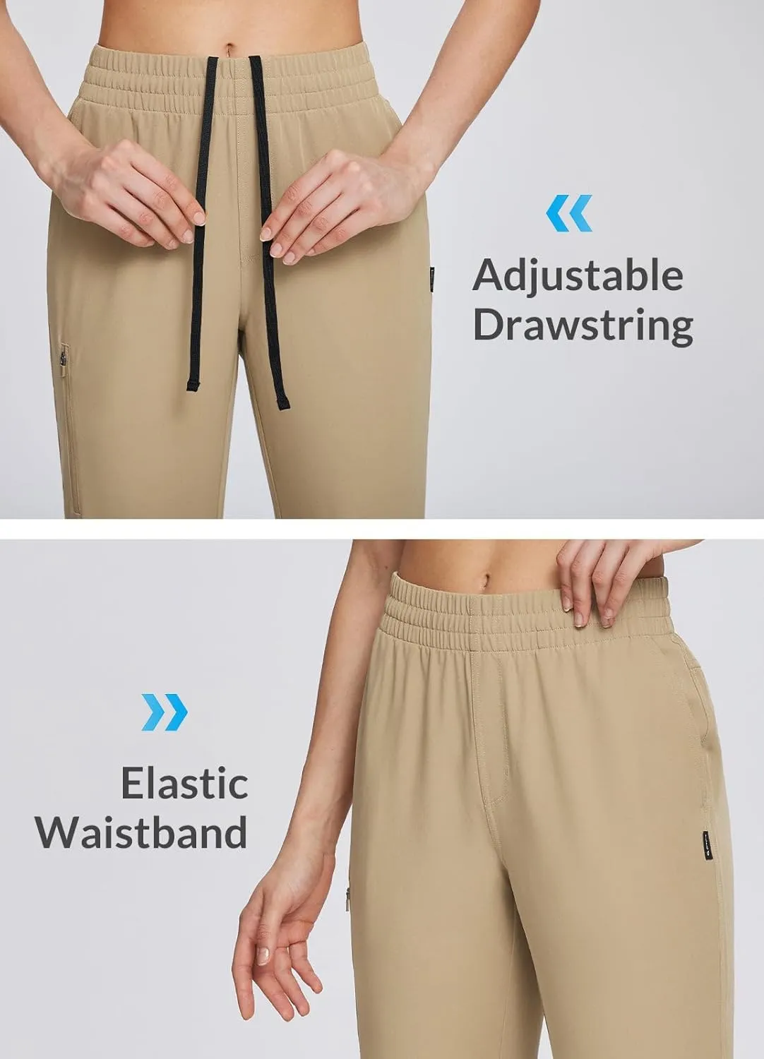 baleaf Women's Hiking Water Resistant Pants UPF Roll Up Convertible Capri Pant Quick Dry Zipper Pockets Travel Fishing